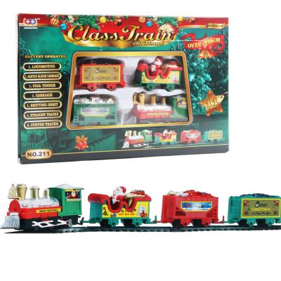 China Slot Toy Christmas Electric Rail Car Small Toy Light Music Train for sale