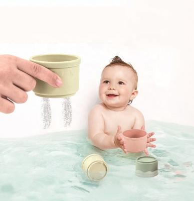 China 2021 New Arrival Children's Amazon Educational Stacking Cups Straw Color Bath Toys for sale