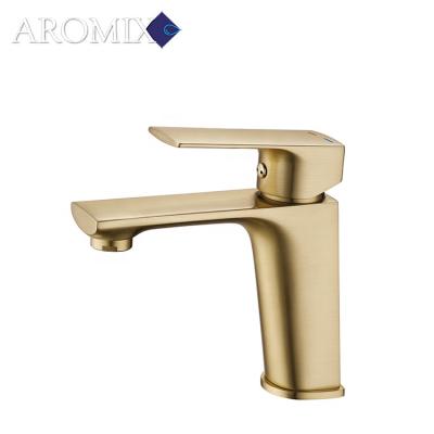 China Other Toilet Faucet Brushed Titanium Gold Single Handle Waterfall Bathroom Sink Faucet Basin Mixer for sale