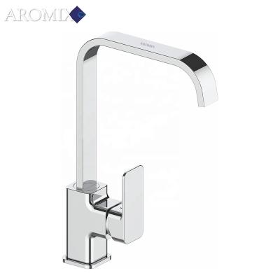 China Other Modern Kitchen Sink Faucet Taps Customized Chromed Logo Drinking Water Square Brass Mixer for sale