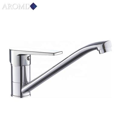 China Other Luxury Sanitary Ware Chromed Brass Single Handle Kitchen Sink Tap Long Neck Faucet for sale