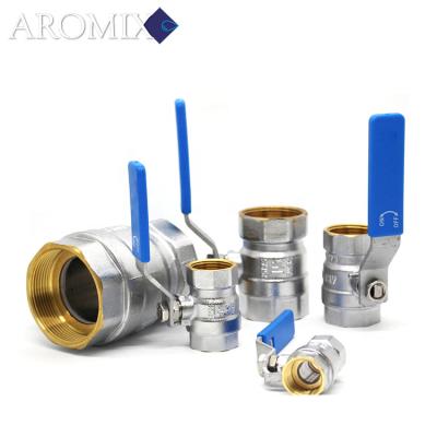 China Modern Wholesale Normal Brass Ball Valve Full Port For Water Oil With Blue Handle for sale