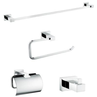 China Modern Simple Design Bathroom accessories Set Stainless Steel 304 4-pieces Hardware toilet paper holder for sale