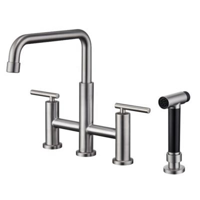 China Other Two handles bridge ss304 Stainless Steel Faucet Hot and Cold Mixer with side spray for sale