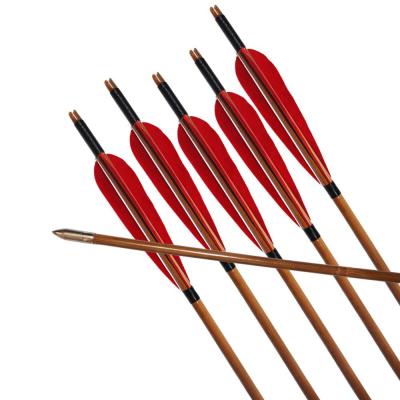 China Antique 8.0mm OD Red Black Red Black Archery Quill Turkey Shaft Arrow Bamboo Shooting Hunting for sale