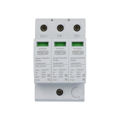 China ZENYAU 1000V ZYSPD40K1000B3 DC Surge Protector SPD 1000v B3 PV SPD DC Surge Protector Device for sale