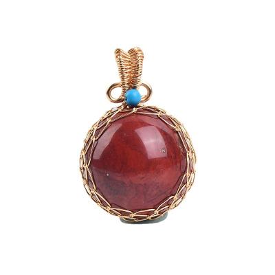 China Europe Natural Crystal Ball Pendant Raw Stone Polished DIY Woven Self-Healing Necklace Energy Ornaments for sale