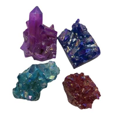 China Europe Natural Crystal Cluster Plating Colorful Self-Healing Energy Cluster Crystal Ornaments for sale