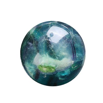 China Europe Natural Fluorite Rough Stone Polished Self-Healing Crystal Ball Beauty Crafts for sale