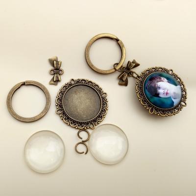 China Durable white gemstone billet crystal moonlight gemstone round bronze pendant photo consumables retro double-sided round customization for sale