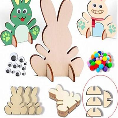 China Europe Eco-Freindlyn Easter Bunny Kids DIY Painting Party Table Decoration Home Easter Decoration Wooden Art for sale