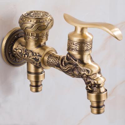 China Brass Metered Washing Faucets Washing Machine Water Spout Gold Wall Mounted Basin Faucet Brushed Water Faucet for sale