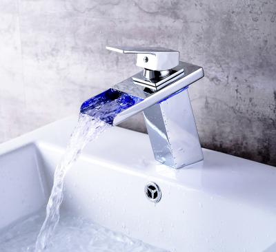 China Metered Faucets Waterfall Taps Thermo Sensitive Lightweight Concealed Led Basin Faucet for sale