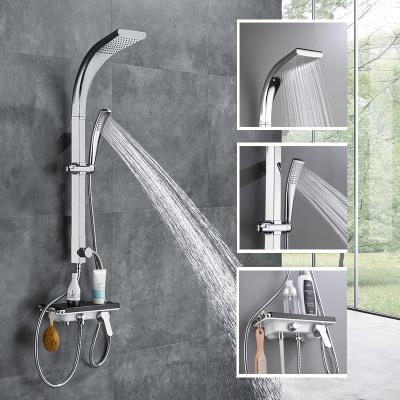 China Sliding Bar Shower Rain Head Rainfall With Led Mixer Shower Set Heads Bathroom Shower Panel for sale