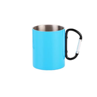 China 220ml Carabiner Handle Stainless Steel Tumbler Sustainable Travel Water Mug for sale