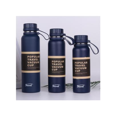 China PORTABLE Double Wall Vacuum Insulated Flask Custom Logo Stainless Steel Water Bottle With Handle Lid for sale