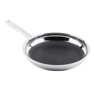 China From Supplier Long CLASSIC Professional Kitchen Pan Stainless Steel Frying Non-Stick Handle Wholesale 28Cm 30Cm for sale