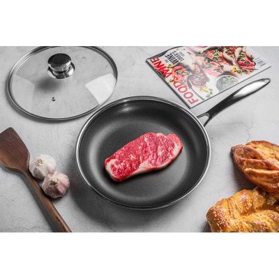 China Wholesale Viable Nonstick Frying Pan Induction Fry Non Stick Egg Omelet Steak Cooking 3 Ply Stainless Steel Handle Nonstick Frying Pan for sale