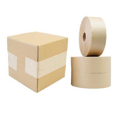 China Cardboard Sealing Fast Delivery 100% Brown Biodegradable White Wet Water Activated Bonded Custom Kraft Paper Tape Packaging for sale