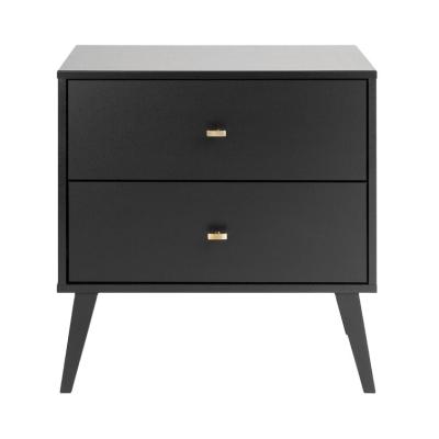 China (Other) New Design 2 Drawers Nightstands Black Adjustable Bedside For Bedroom Nightstand With Solid Wood Drawer for sale