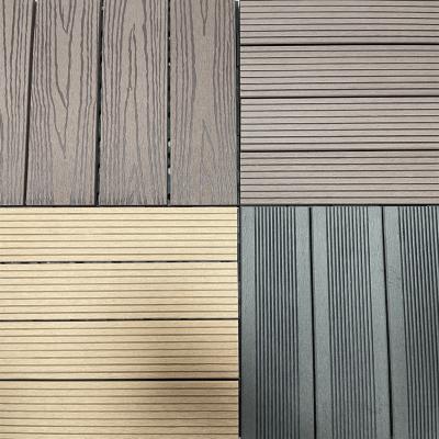 China New Good Quality Waterproof Popular Low Price WPC Engineered Flooring Exterior Decking Tiles Wood Plastic Composite Tile for sale