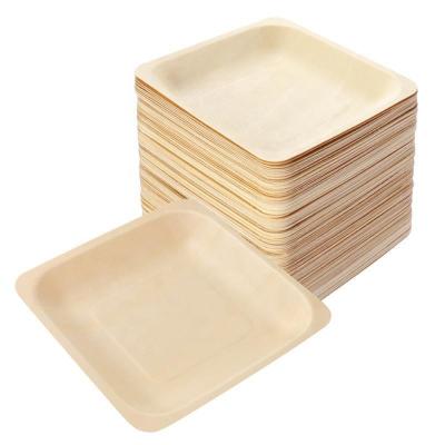 China Disposable Eco Friendly 100% Natural Square Disposable Wooden Plate Party Plates Tableware for Wedding Restaurant Picnic Birthday for sale