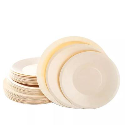 China Disposable Biodegradable Wooden Round Plate poplar Disposable Plates Compostable plant-based Natural 100% Wedding Party Supplies Home Use for sale