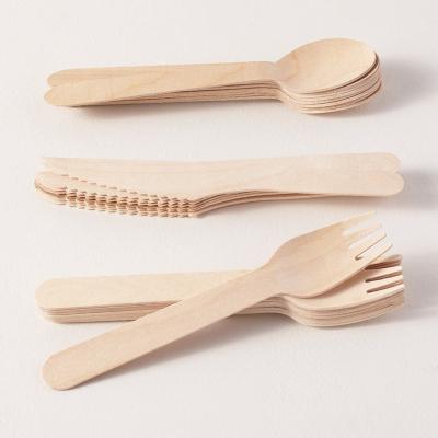 China Disposable Disposable Biodegradable 100% Natural Birch Wood Cutlery Kit Wooden Knife Fork Spoon for catering serving for sale