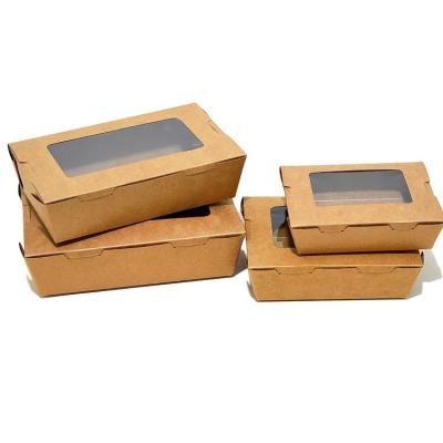 China Disposable Charmpak Take Out Food Container, Disposable Kraft Paper Food Box with Transparency Lid, Food Visual Lunch Box Good Food Display for sale