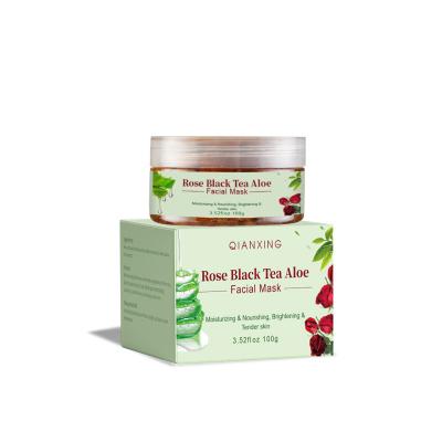 China Wholesale Natural Hydrate Rose Black Tea Aloe Moisturizer Skin Care Illuminating Sleep Jelly Face Mask for sale