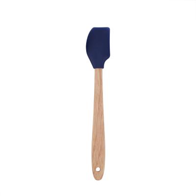 China Kitchen Baking Tools Cream Wooden Spatula Silicone Handle Pastry Cake Mixer Heat Resistant For Nonstick Baking Tool for sale