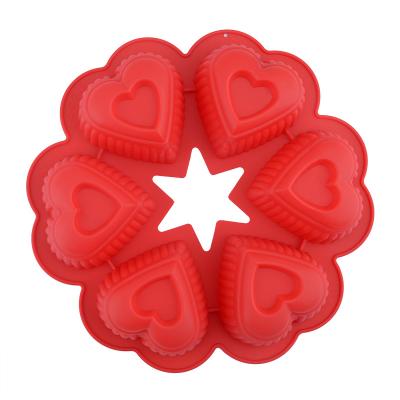 China Sustainable Nonstick Silicone Love Heart Shape Molds Candy Cake Chocolate Molds For Dessert Bakeware for sale