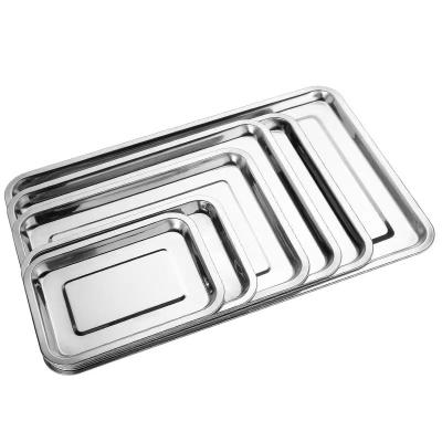 China Sustainable Hot Selling Stainless Steel Rectangle Dinner Dish Food Serving Tray for sale