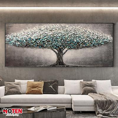 China Customized Large Size Large Tree Oil Painting Tone Decorative Painting Gray Modern Hand Painted Art Paintings for sale