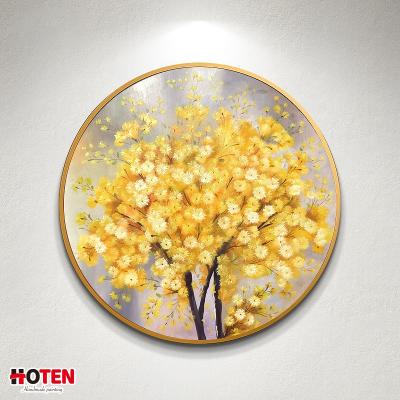 China Modern pure hand drawing oil painting little yellow flower bright blooming decorative painting for sale