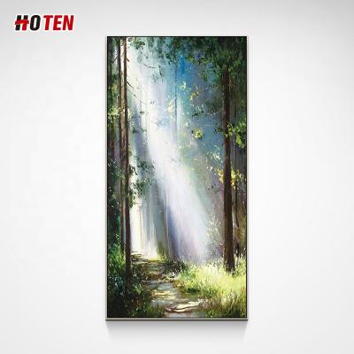 China Modern Hand Painted Glossy Landscape Oil Painting Sunshine In Wood Decorative Painting Customized Size for sale