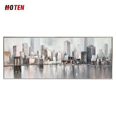 China Hand Drawn Abstract Landscape Housewares Art Oil Painting Urban Interior Decoration for sale