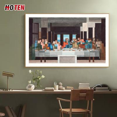 China Creative Hand-painted Abstract Mosaic Art Paintings Last Supper Living Room Large Version Modern Mural Horizontal Decorative Painting for sale