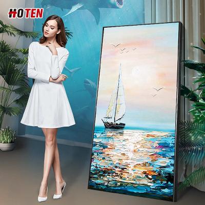 China 100% pure hand-painted modern decorative sailboat oil painting seascape painting vertical thick oil knife wall painting for sale