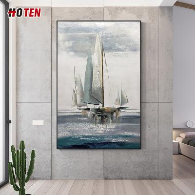 China Wall-hanging customization of pure hand-painted Nordic decorative sailboat oil painting abstract painting large wall painting for sale