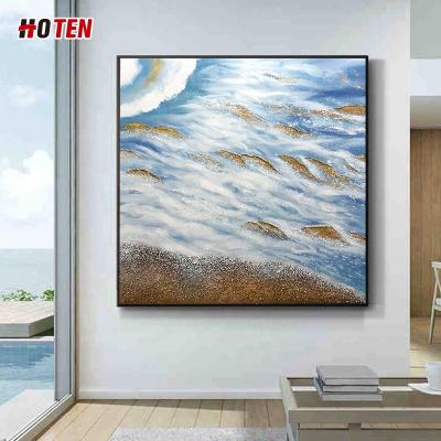 China Modern pure hand-painted decorative horizontal mural painting gold leaf oil painting postmodern hanging customization for sale