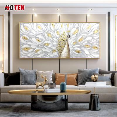 China Pure Hand-painted Abstract Phoenix Oil Painting Spread Wings Gold Foil Wall Painting Peacock Decorative Painting Hanging Painting for sale