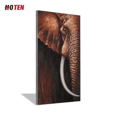 China Realistic Hand Painted Brown Elephant Oil Painting Art Painting for sale