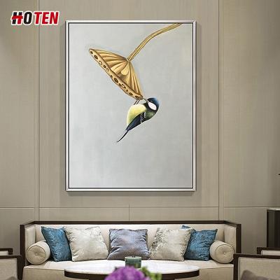 China Modern Abstract Animal Wall Art Hand Painted Oil Painting Canvas Oil Bird Paintings for sale