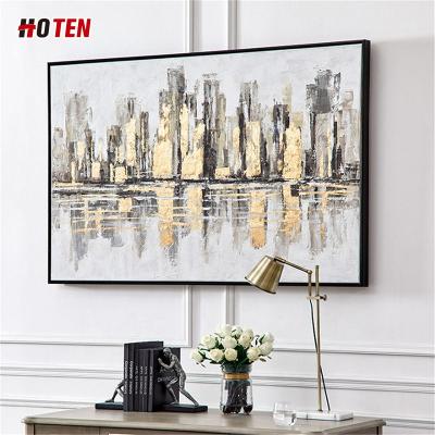 China Realistic City Oil Painting Feather Oil Painting Abstract Painting for sale