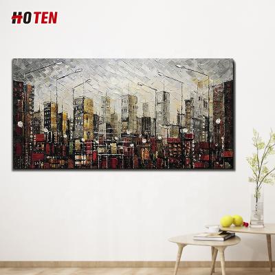 China Abstract Oil Painting Wall Art Painting Living Room Handmade Home Decoration Modern Cityscape Wall Decoration Street View for sale