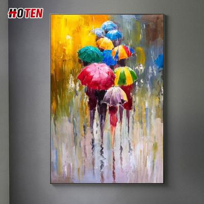 China Rainy Day Umbrella Abstract Canvas Painting Handmade Modern Abstract Oil Painting for sale