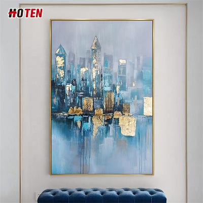 China Abstract Oil Painting Wall Art Painting Living Room Handmade Home Decoration Modern Cityscape Wall Decoration Street View for sale