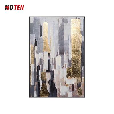 China Abstract 100% Handmade High Quality Gold Foil Oil Painting Abstract Wall Decoration for sale