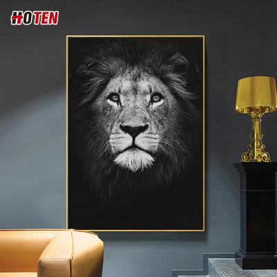 China Realistic 100% Oil Painting Decoration Painting Superb Realistic Realistic Animal Lion Hanging Painting for sale